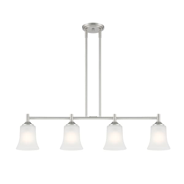 Designers Fountain Bronson 60 Watt 4 Light Brushed Nickel Pendant with Frosted Glass Shade D278M-IS-BN - main